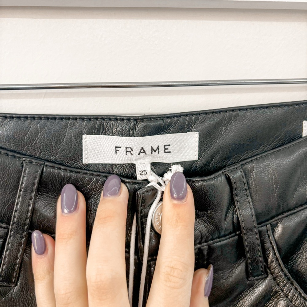 NEW Frame Le Jane cropped stretch-leather straight-leg pants - Picture 6 of 10